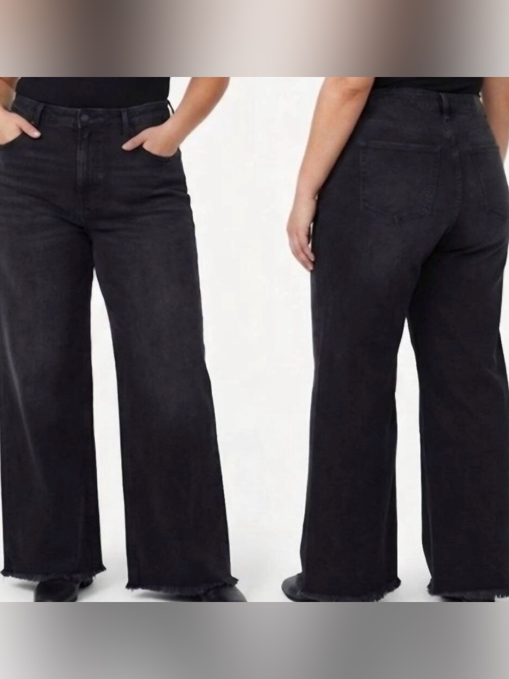NWT Good American Jeans Women's 18 Black Good Ease Relaxed Wide Leg